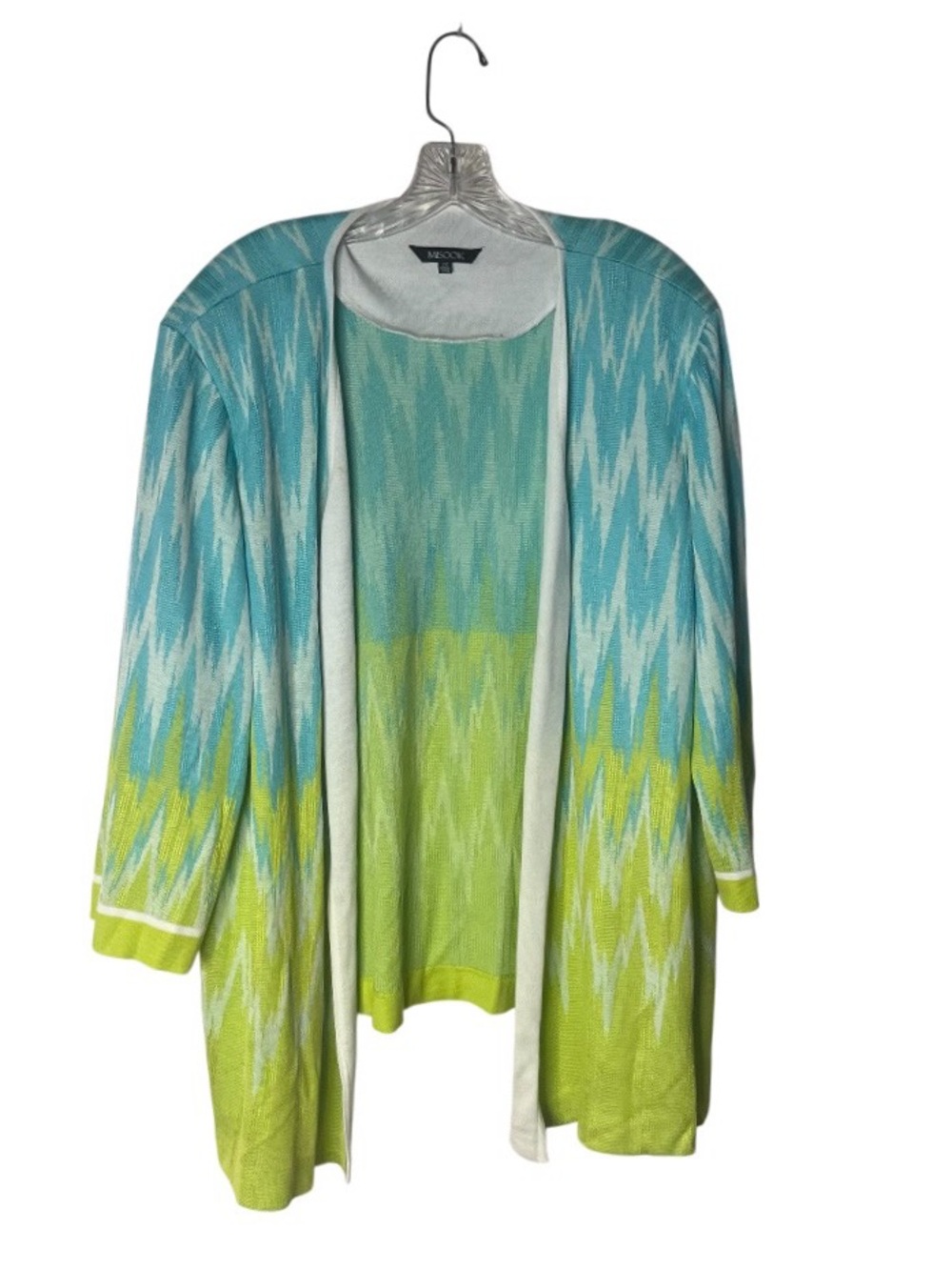 MISOOK Chevron Flame Knit Open Front Cardigan Top Watercolors Plus Size 2X - Picture 3 of 8